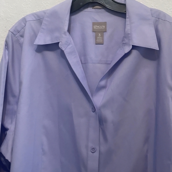 Chico's 3 US XL Women’s  Wrinkle Resistant Long Sleeve Purple Shirt 100% Cotton - Picture 2 of 7